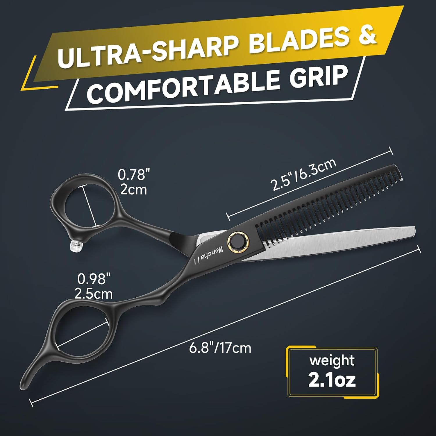 Wenshall High-end Professional Salon-Grade Hair Thinning Scissors, 6.8 Inch Extremely Very Sharp Hair Cutting Teeth Shears Hairdressing Texturizing Scissors Stainless Steel Alloy Salon &Home