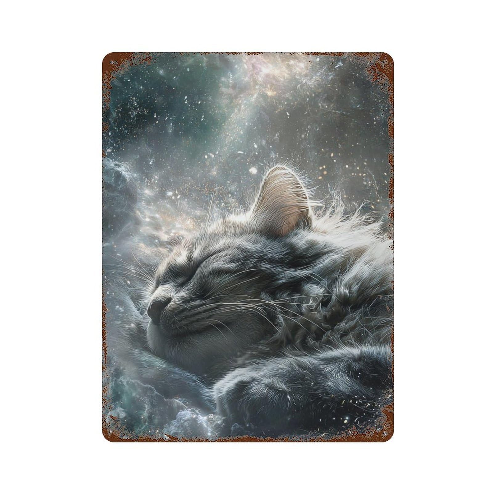 Galactic Kitten Dreamscape 15.7"x11.8" Retro Metal Sign, Industrial Home Decor for Office, Studio And Wall Decor