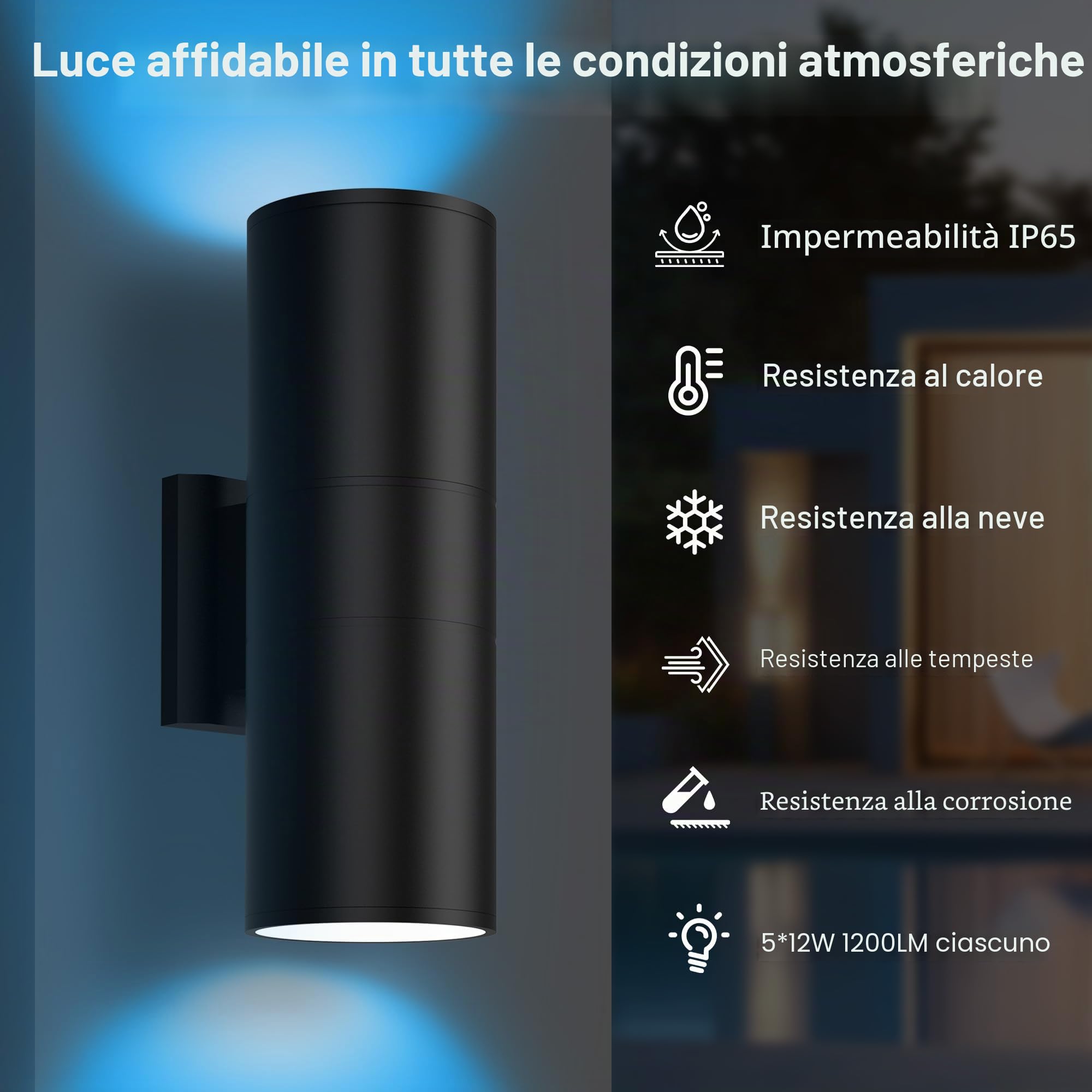 Applique da Esterno Smart LED RGBW 16 Milioni Colori, Lampada da Parete IP65 con Telecomando & App, Bianco Caldo/Freddo 2700K-6500K Dimmerabile, Luce Esterno a Muro Up&Down da Giardino