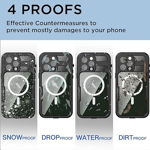 Miniatura 2 de AICase Funda impermeable para iPhone 14 Pro Max (6.7 pulgadas) con MagSafe a prueba de nieve, polvo y golpes, protección de cuerpo completo con