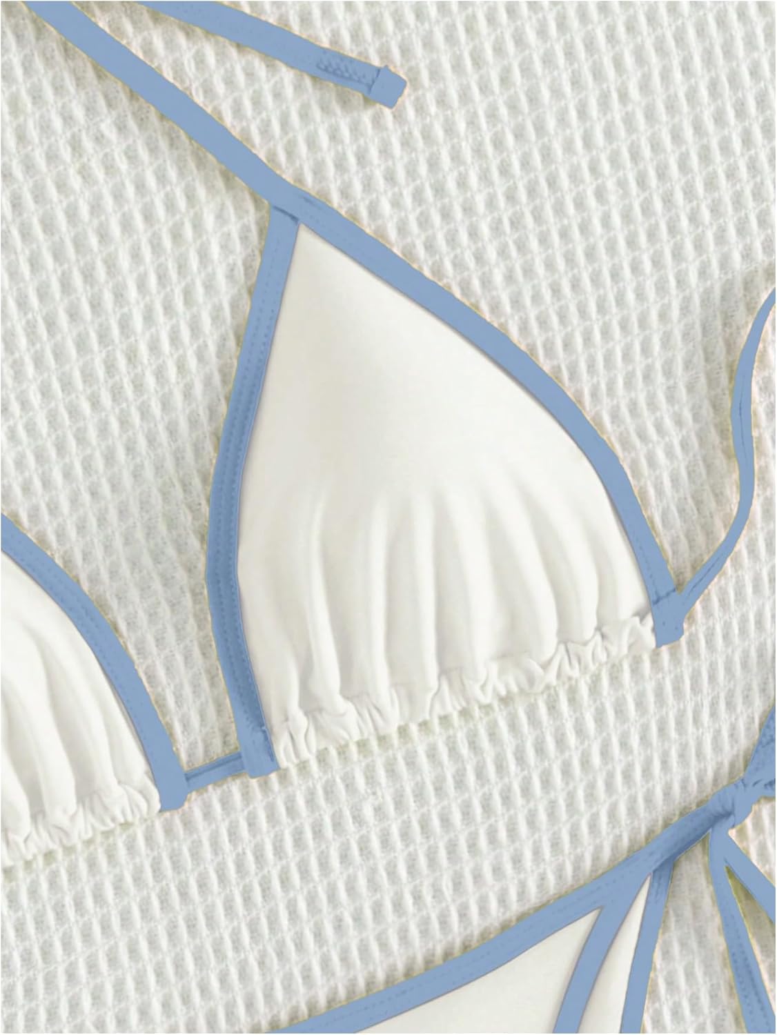 GORGLITTER Women's Contrast Binding Triangle Bathing Suit Halter Swimsuit Tie Side Thong Bikini Set - Image 4