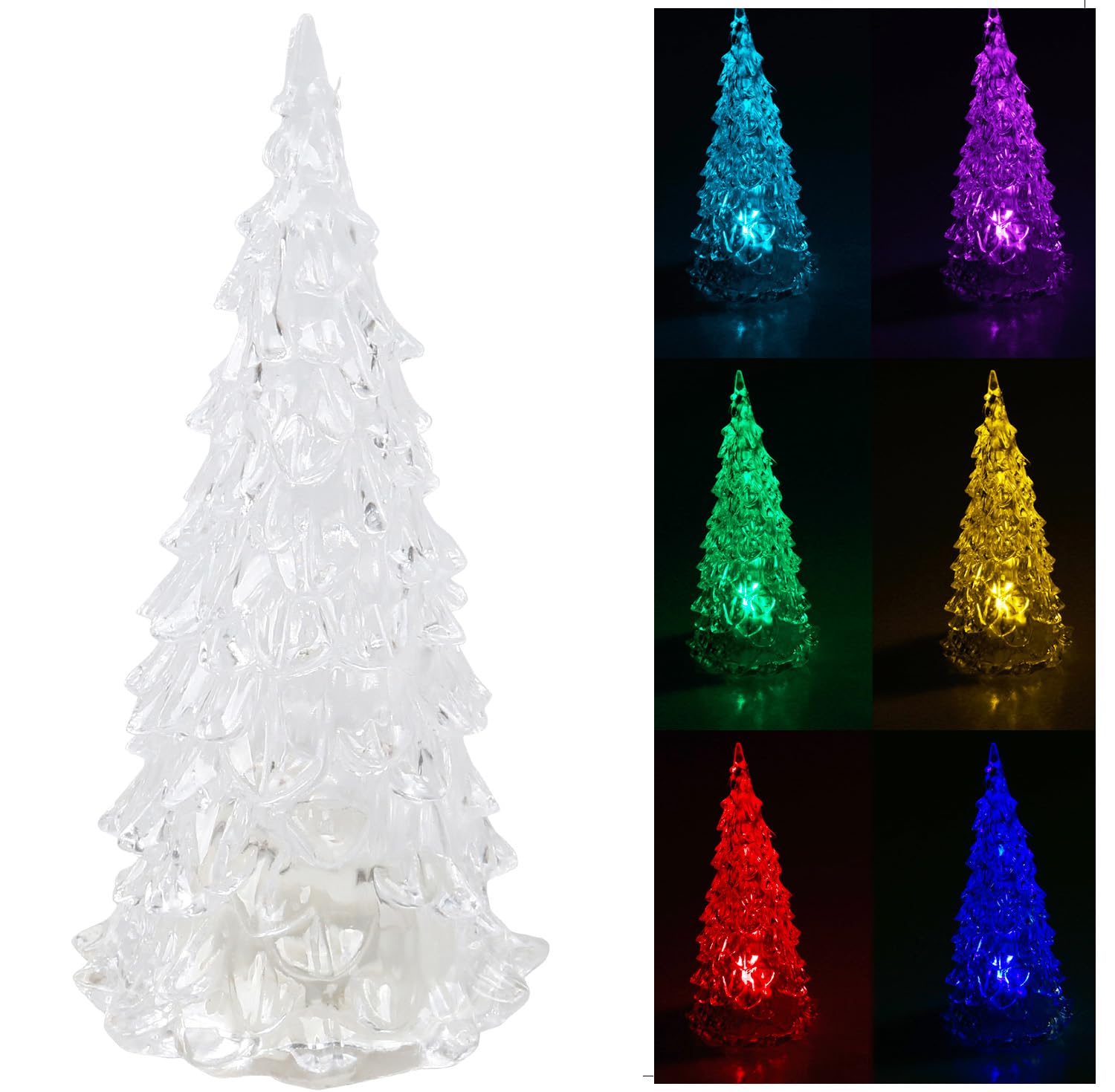 Albero Di Natale Da Tavolo Nero Con Luci LED E Fibra Ottica - 64 Cm, Luci Multicolore, USB, Artificiale