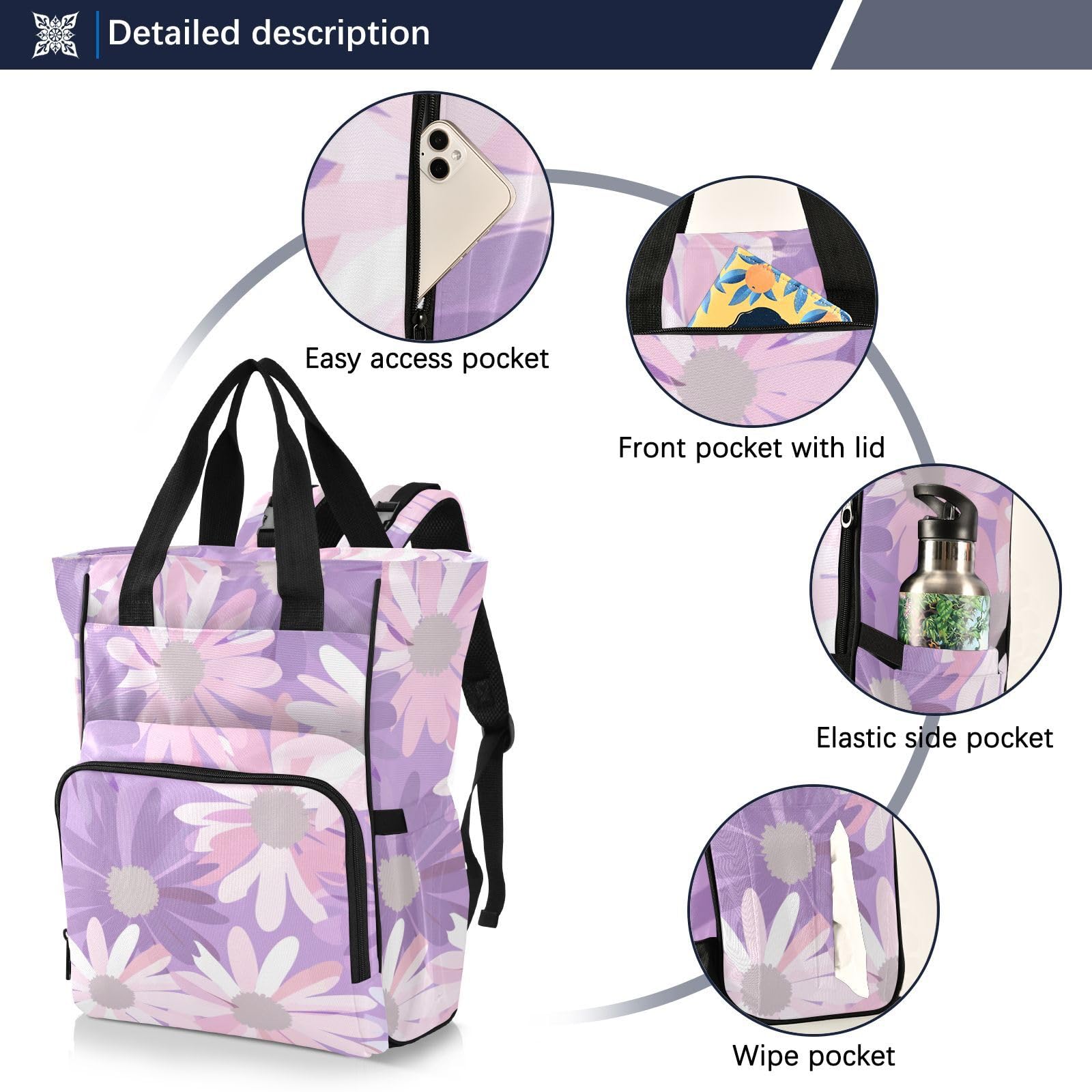 Bolsas de bebé para mamá suaves flores de lavanda pastel