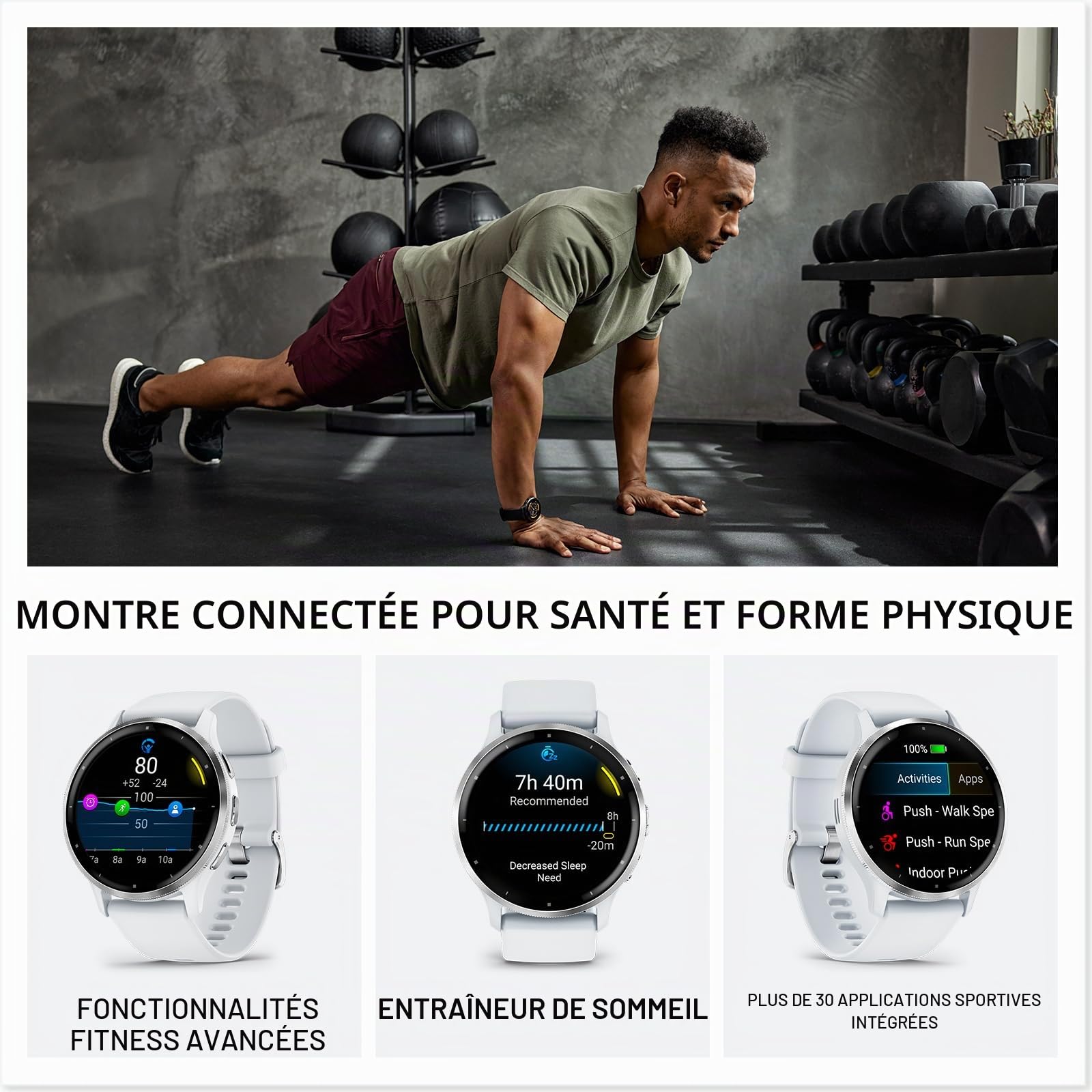 Garmin Venu 3S Montre connectée GPS Sport Santé Soft Gold Bracelet Ivoire 41 mm