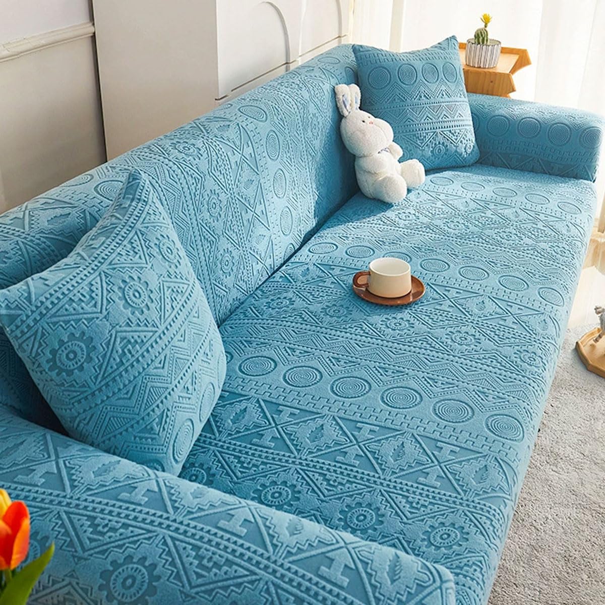 Sofa Cover Stretch 1 2 3 4 Seater Non Slip Couch Covers Anti Slip Thickened Sofa Slipcovers All-inclusive Sofa Slipcover Polyester Spandex Furniture Protector(Size:3 Seater (190-230cm),Color:G)