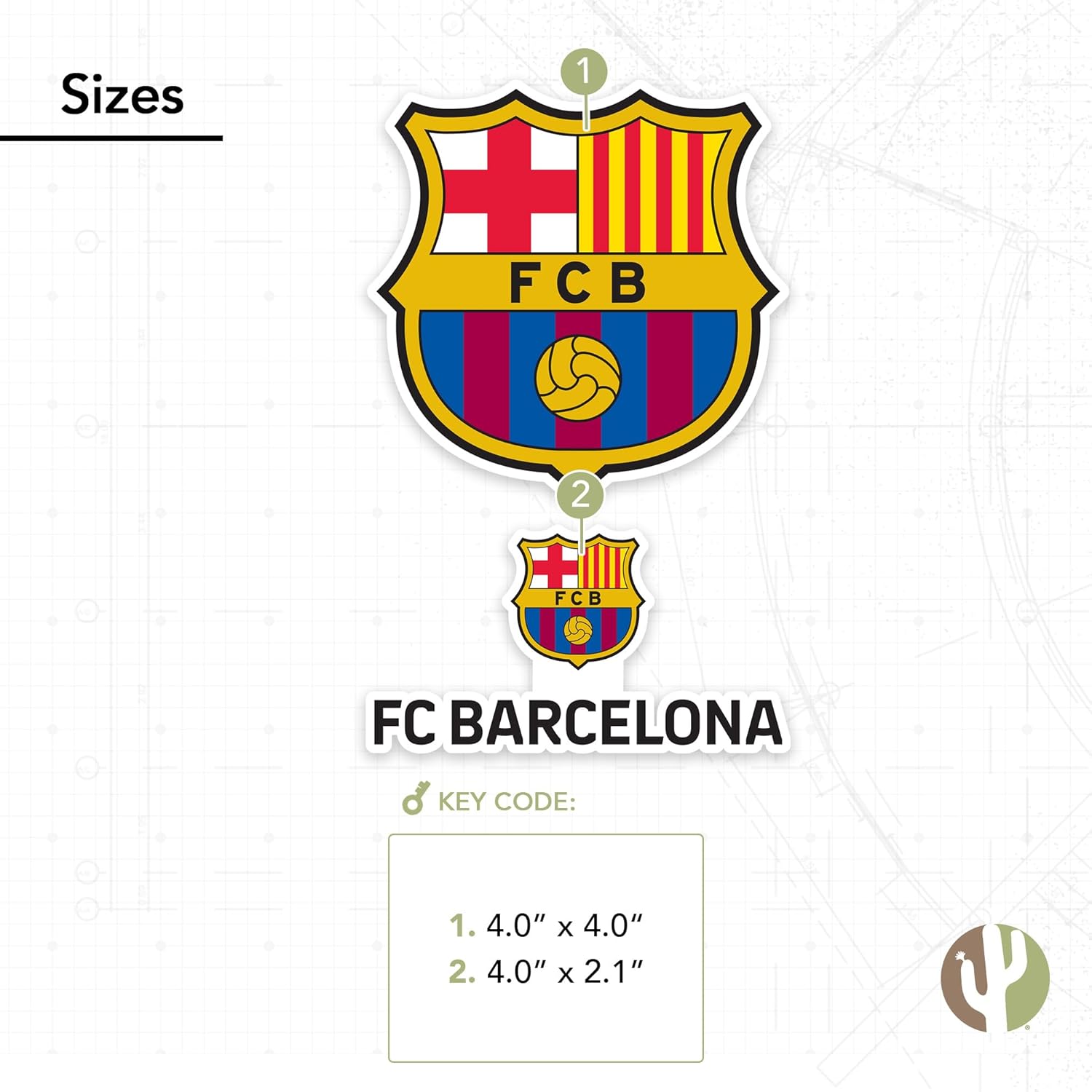 Desert Cactus FC Barcelona Barça Sticker Barça Sheet Vinyl Football Soccer Decal Laptop Water Bottle Car Scrapbook Sheet (4 inch Version B)