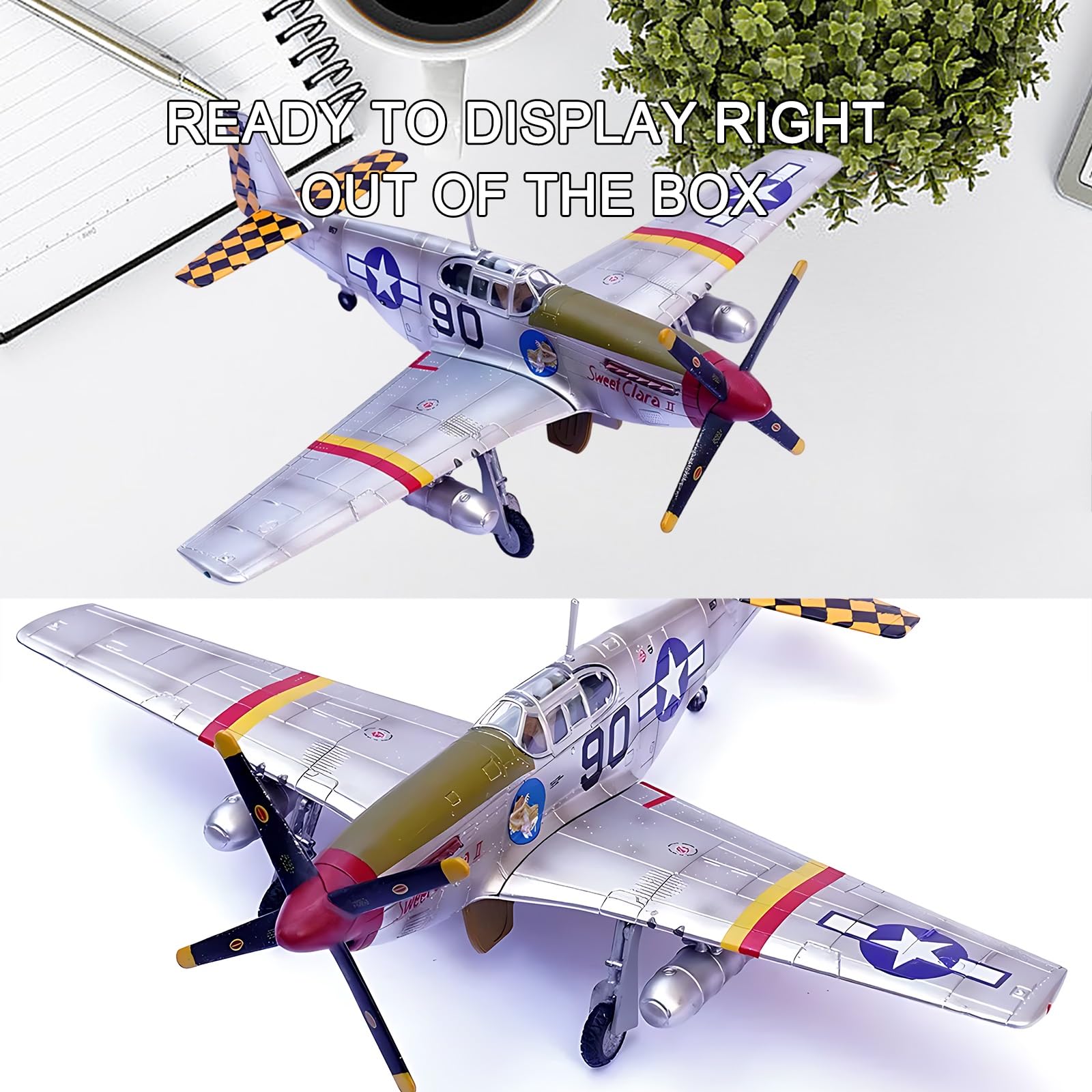 P-51B 1/72 Metal Aircraft Model with Stand Collector-Grade Display for Aviation Enthusiasts Military Collectors, Gift-Ready Detailed Scale Model for Desk Shelf Cabinet(504)
