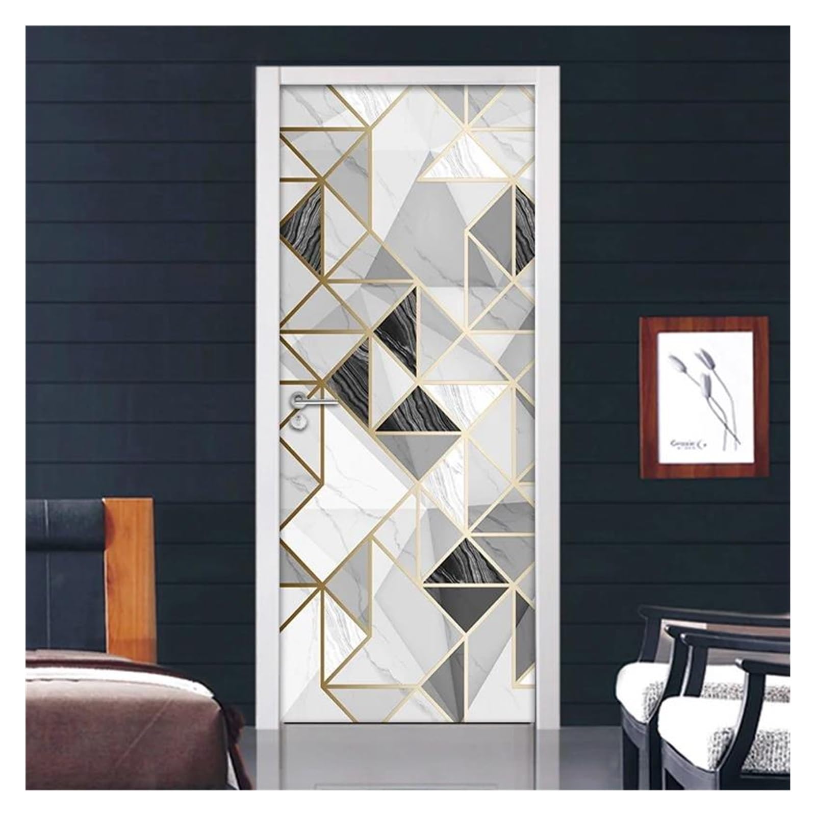Papier peint mural de porte pour masquer les imperfections et décorer en 95x215cm