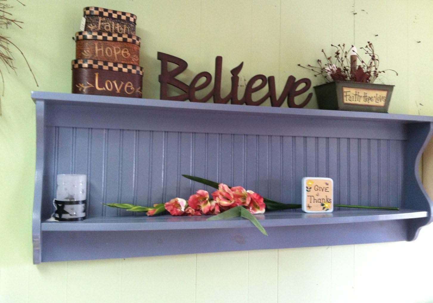 Plate Rack Wall Shelf Country Wood Display Plate and Bowl Rack Primtive Shelf