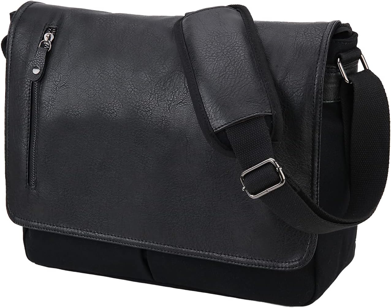 VONXURY Laptop Messenger Bag, Mens Canvas Shoulder Work Business Crossbody Bag (Black-14 Inch)