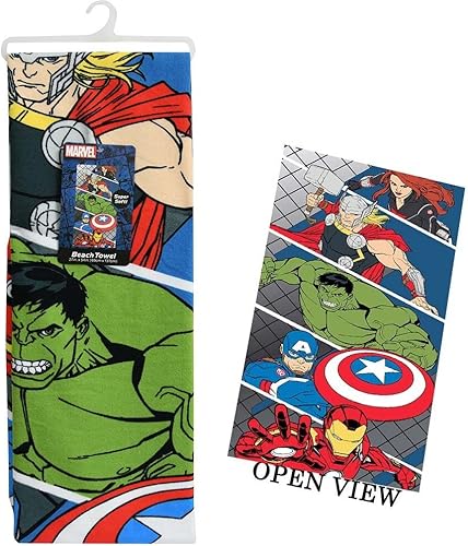 UPD Toalla de playa de Marvel Avengers – Toalla de playa grande de los Vengadores para niños, súper suave y absorbente, toalla de playa perfecta de