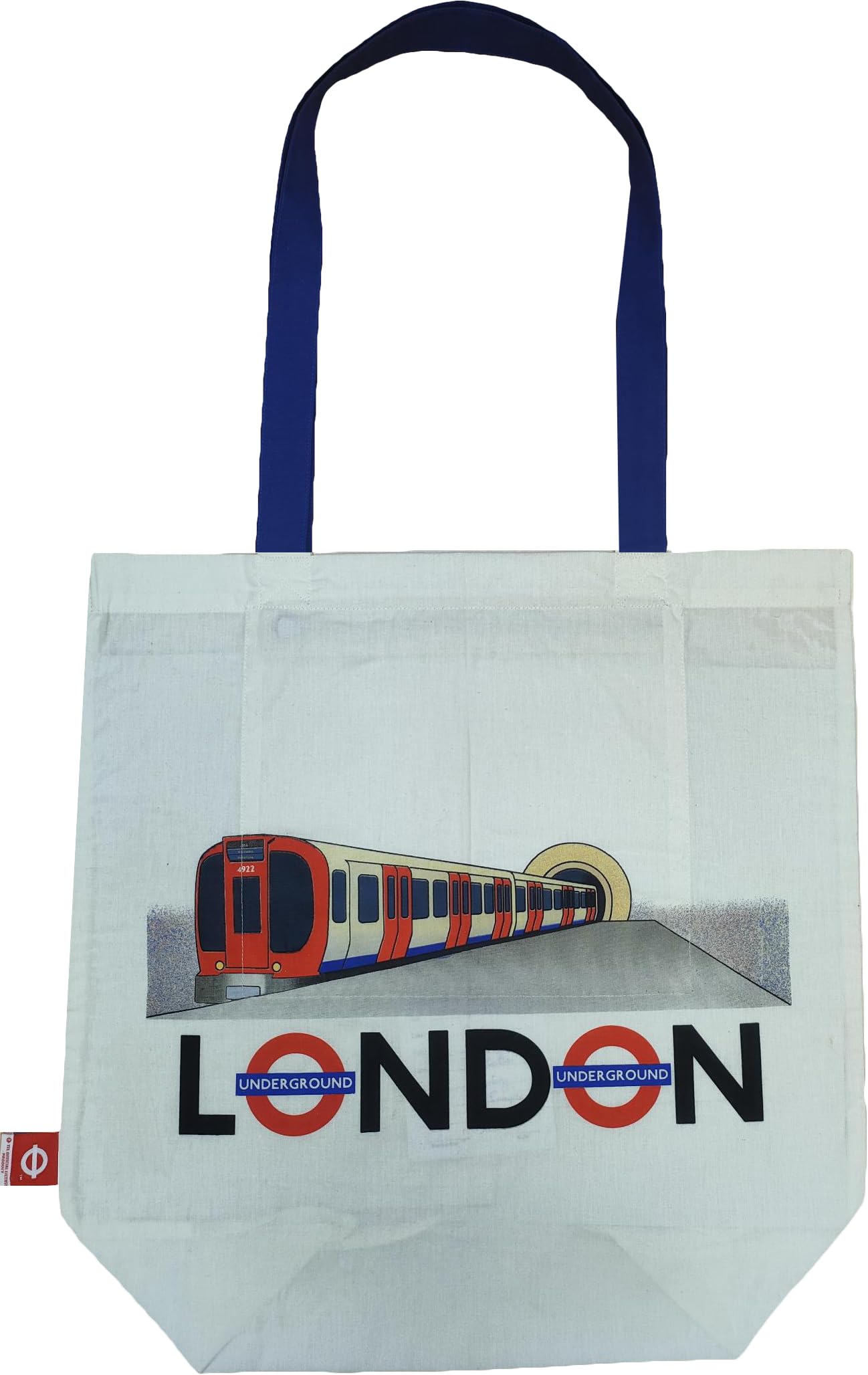 Offizielle London-U-Bahn-Tragetasche – Mit Tube-Karten-Druck, Mind The Gap-Logo, 40x41 Cm, Beige Mit Blauem Griff