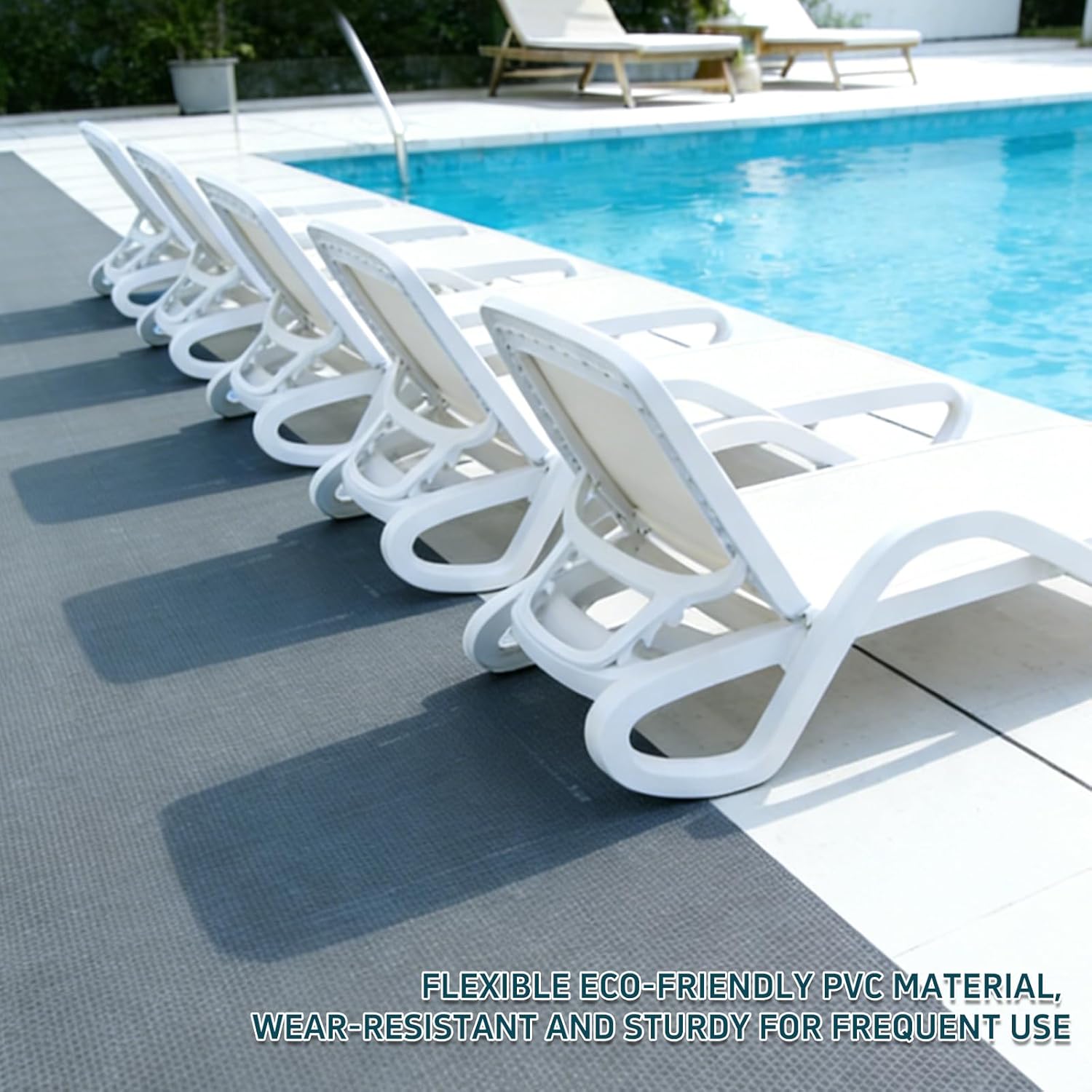 13Ft x 3Ft Ground Pool Drainage Mat 0.2 inch Thick Non Slip Swimming Pool Flooring Protector Mat Drainage, Rubber Flooring Roll for Pool Bathroom Garage Indoor Outdoor