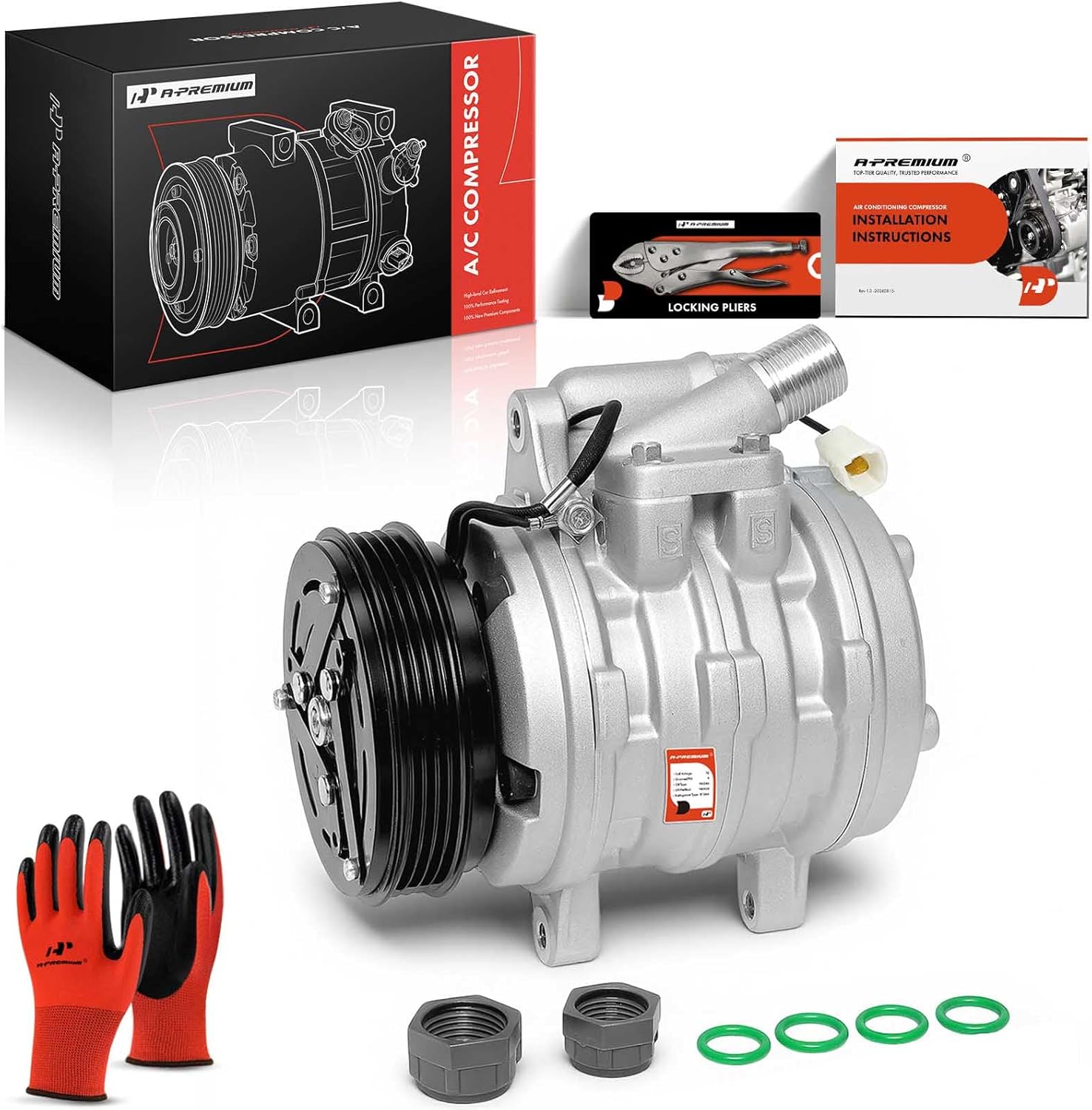A-Premium A/C Compressor with Clutch Compatible with Suzuki X-90 1996-1998, Sidekick 1989-1994, Swift 1989-1994 & Geo Metro 1989-1994, Tracker 1989-1993