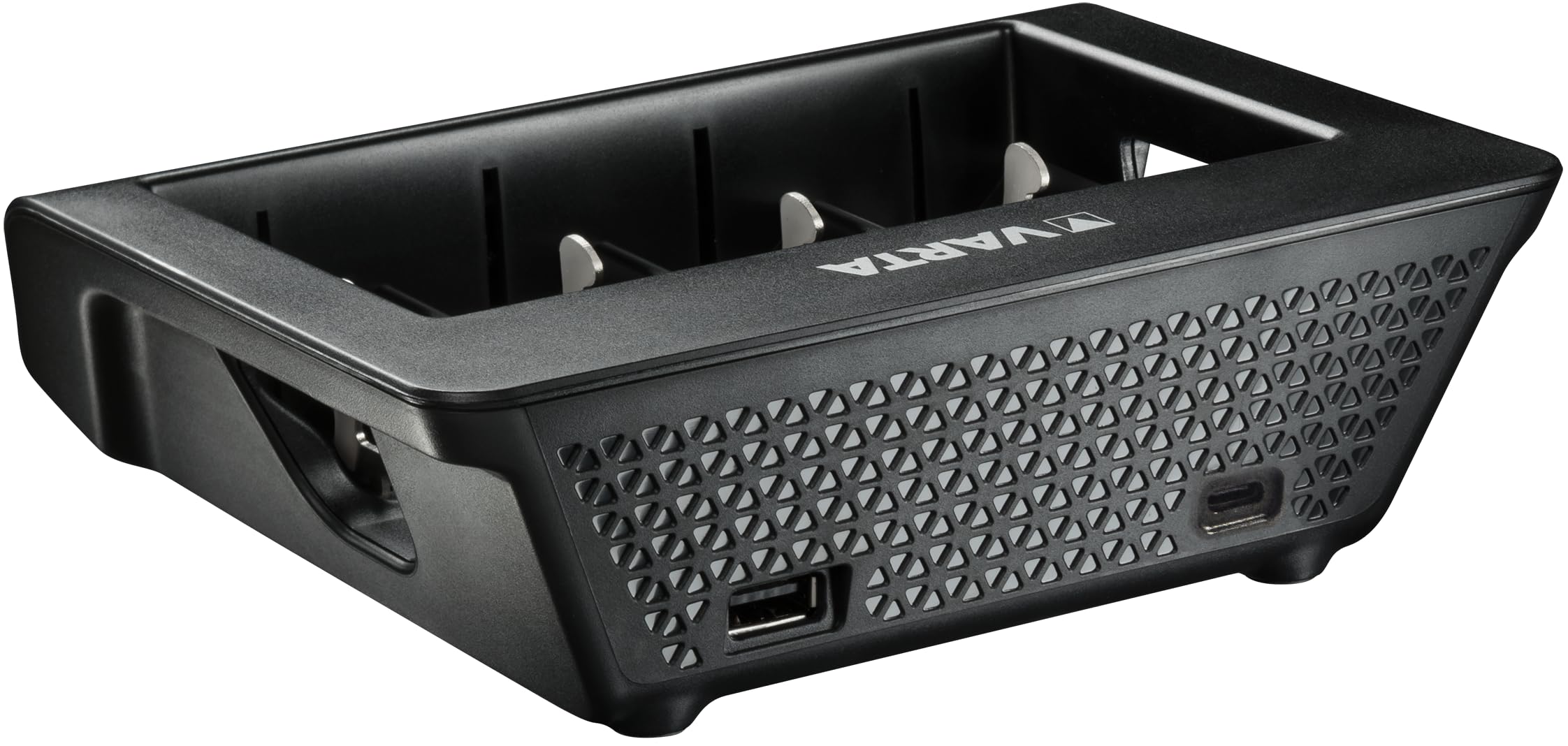 VARTA Cargador de Pilas, Cargador para Pilas AA/AAA/C/D/9V Recargables y Dispositivos USB, LCD Universal Charger+, Carga por Ranura única, no Equipado | para pilas recargables NiMH, con fuente de alimentación/adaptador de coche 12 V