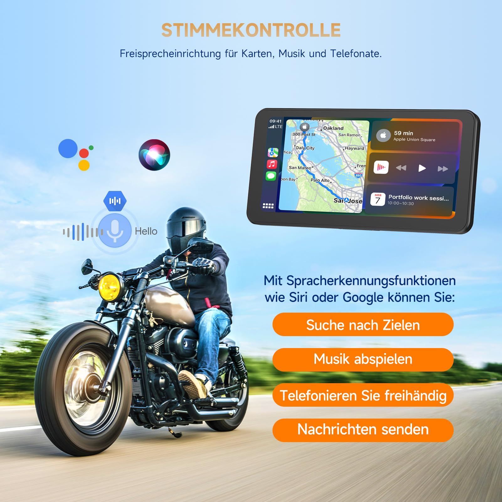 Spedal CL871 6.25" Motorrad CarPlay & Android Auto Bildschirm, Ganzkörper Wasserdicht, GPS Navigation für Motorrad, Bluetooth, Siri/G00gle Assistent (CL871)