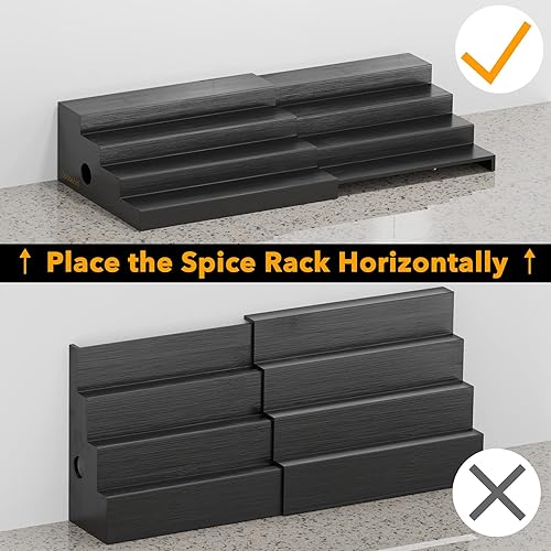 Miniatura 4 de SpaceAid Organizador de especias de bambú para gabinete, despensa de cocina, estante de almacenamiento de especias para organización de gabinetes,