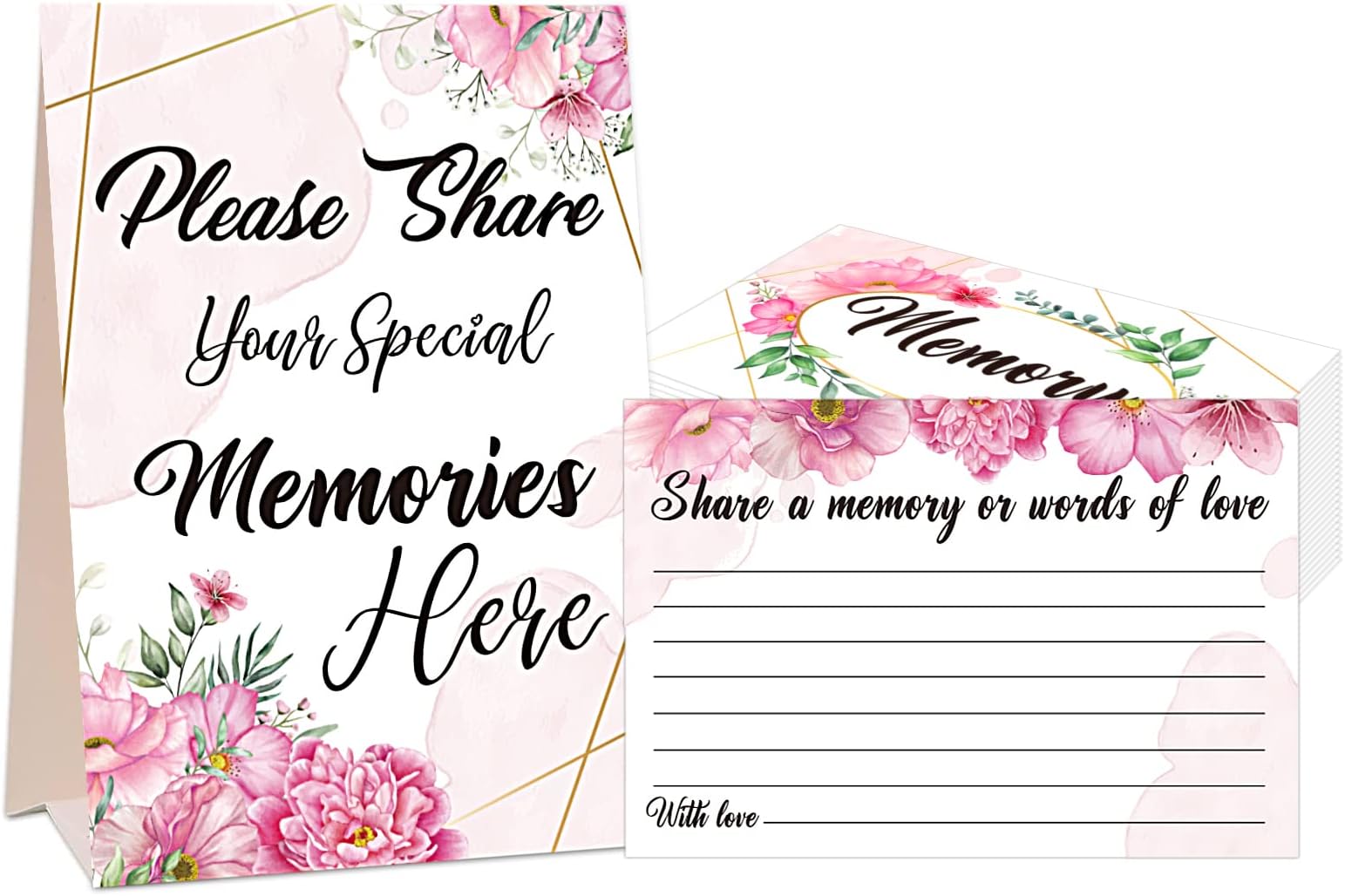 FLYAB 50pcs Share a Memory Cards, Funeral Guest Book Memory Card for Celebration of Life, Share Your Special Memories Cards for Wedding Anniversary Graduation Retirement Funeral Party Favors Supplies