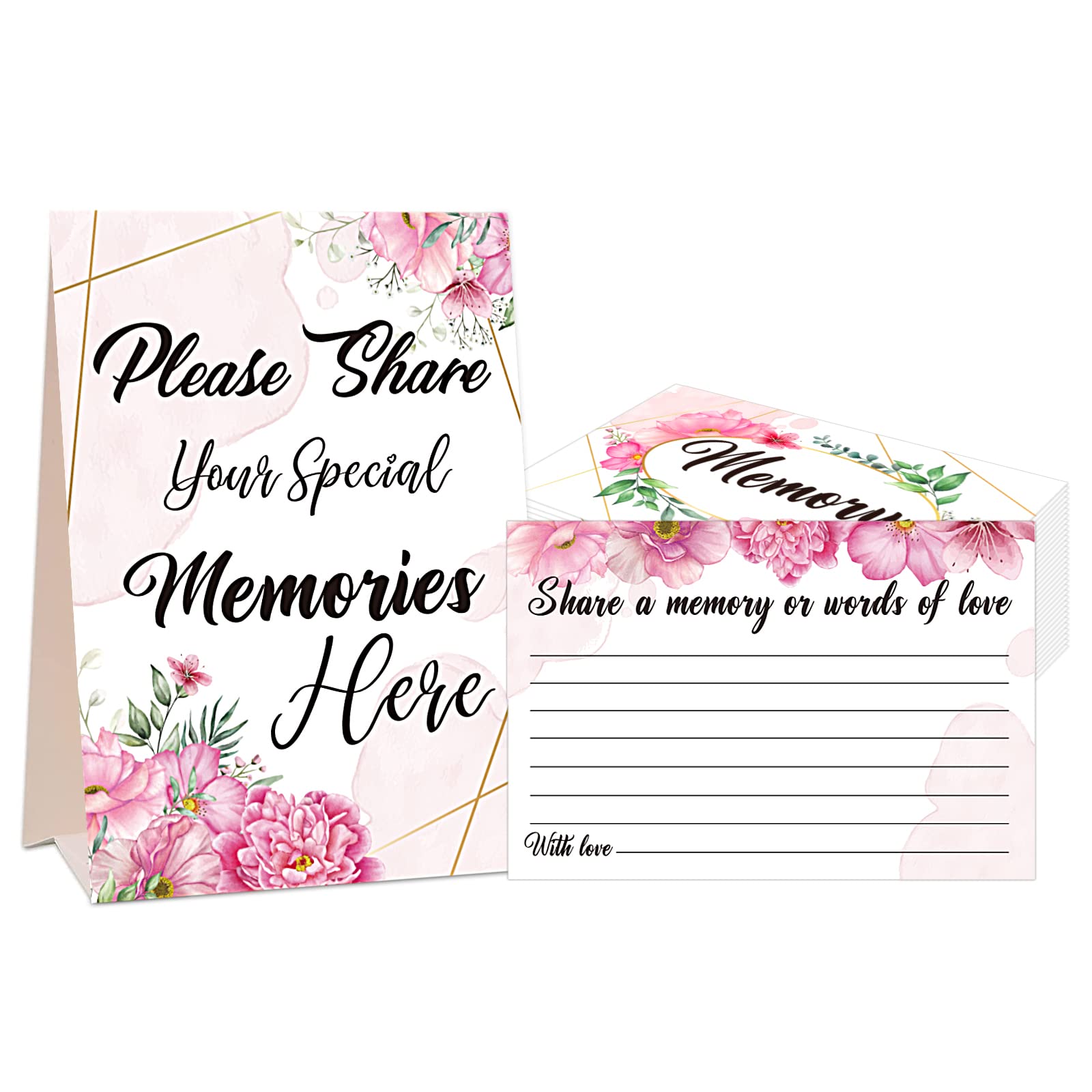 FLYAB 50pcs Share a Memory Cards, Funeral Guest Book Memory Card for Celebration of Life, Share Your Special Memories Cards for Wedding Anniversary Graduation Retirement Funeral Party Favors Supplies