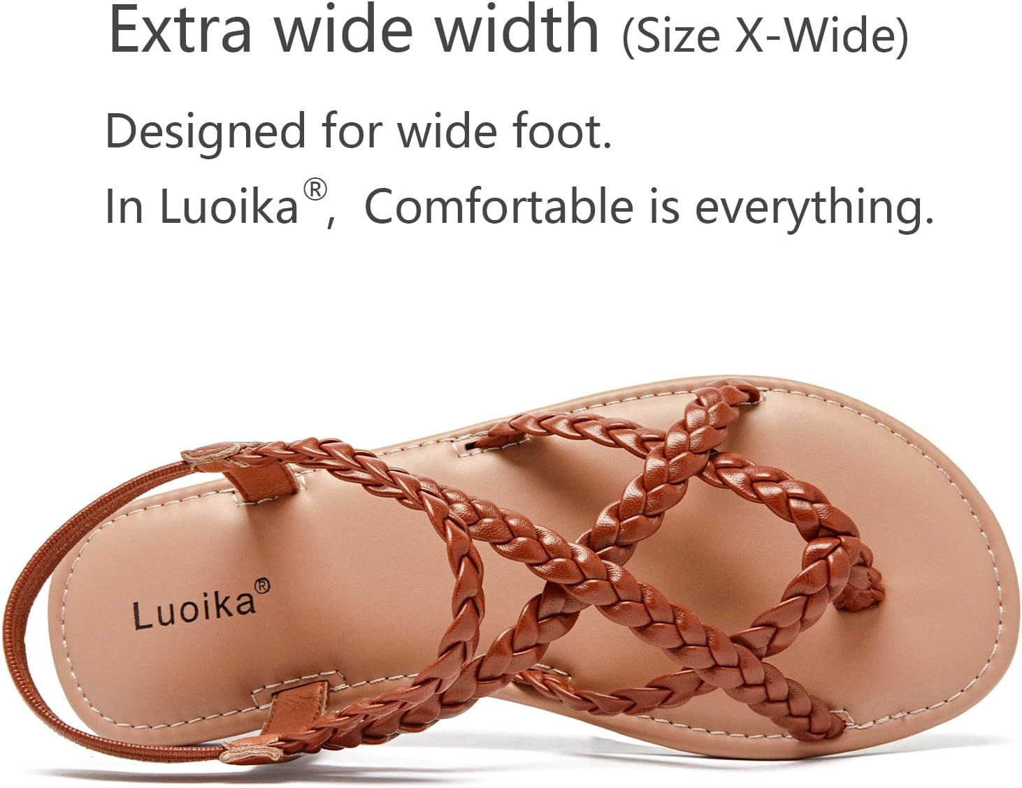 Luoika Women's Wide Width Flat Sandals, Flip Flop Casual Strapy Sandals Slip on Summer Beach Shoes for Women. - Image 4
