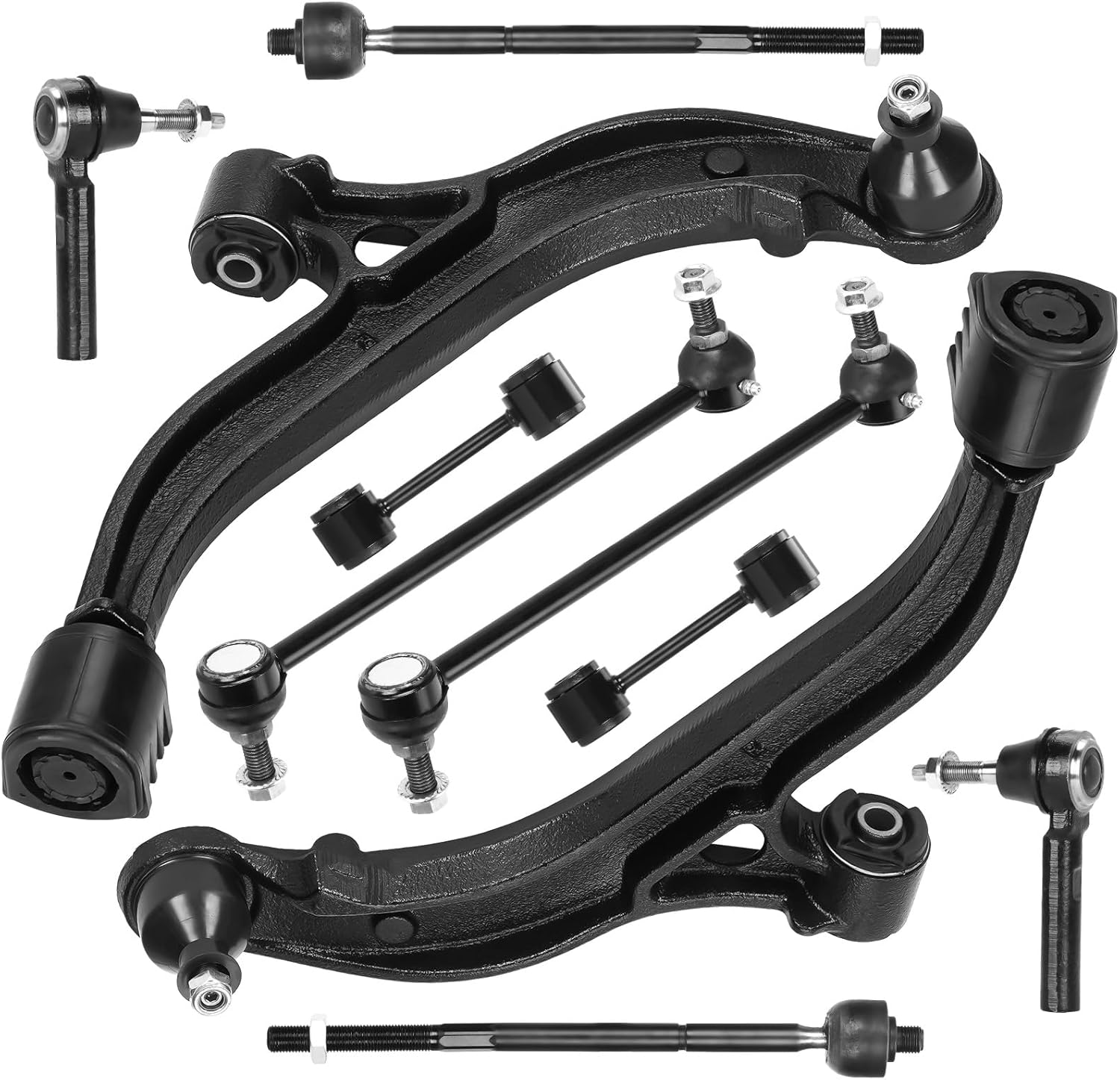 Front Lower Control Arm w/Ball Joint Sway Bar Tie Rod Replacement for Chrysler Town & Country Voyager Grand Caravan - 10pcs Set