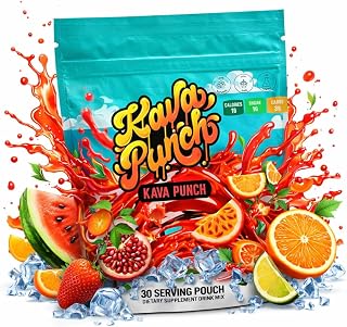 KAVA PUNCH Relaxation Drink Mix – Kava Kava Extract Stick Packets, Non-Alcoholic Alcohol Alternative with Buzz, Low-Calorie Drink, 30 Stick Pouch