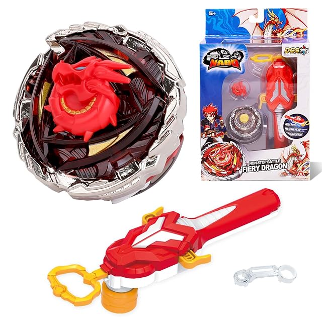 INFINITY NADO Peonza para Niños de Juguete de Metal, Peonzas con Lanzador Magnético Fiery Dragon