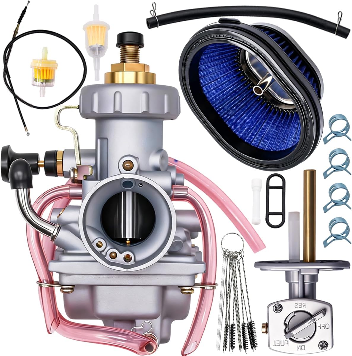 Carburetor Compatible with Yamaha YFS200/Blaster 200 1988-2006 CARB Engine Assembly Include Air Filter Fuel switch valve