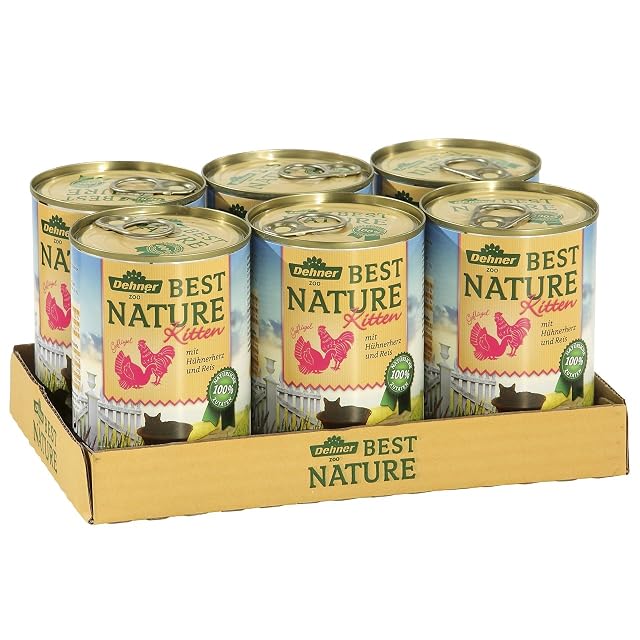 Foto 3 de 3 de Dehner Best Nature - Comida para Gatos, Corazones de Aves con arroz, 6 de 400 g (2,4 kg)