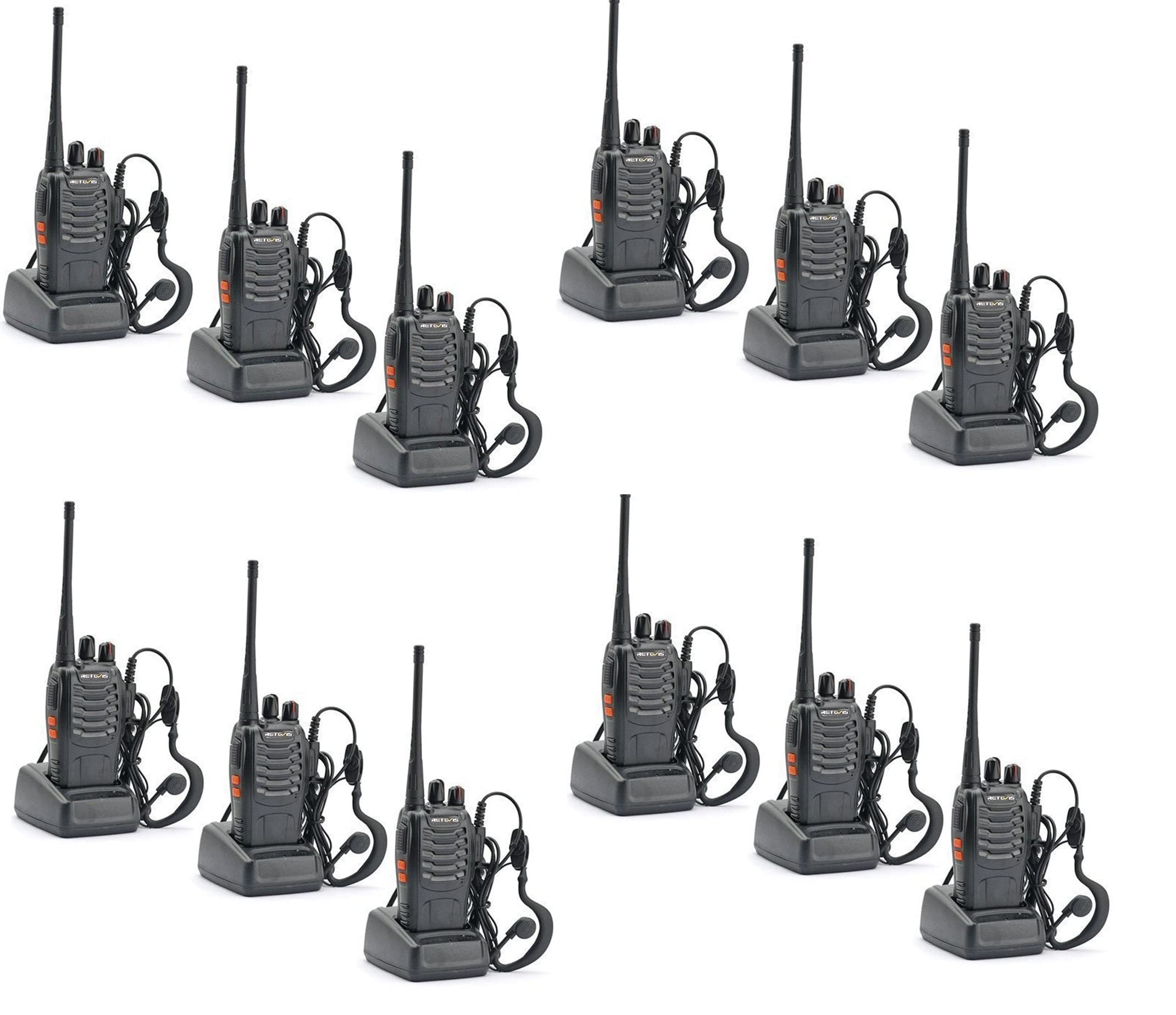 Retevis H-777 Walkie Talkies for Adults Long Range Hand Free Handheld Rechargeable Two Way Radio Business 2 Way Radios with USB Charger (Pack of 12)