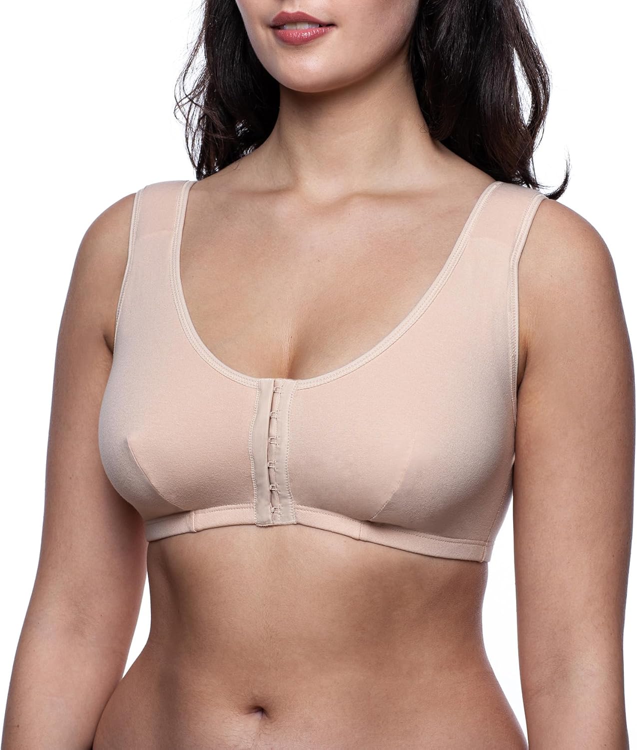 frugue Cotton Mastectomy Bra with Pockets for Prosthesis Front Closure Compression Surgical