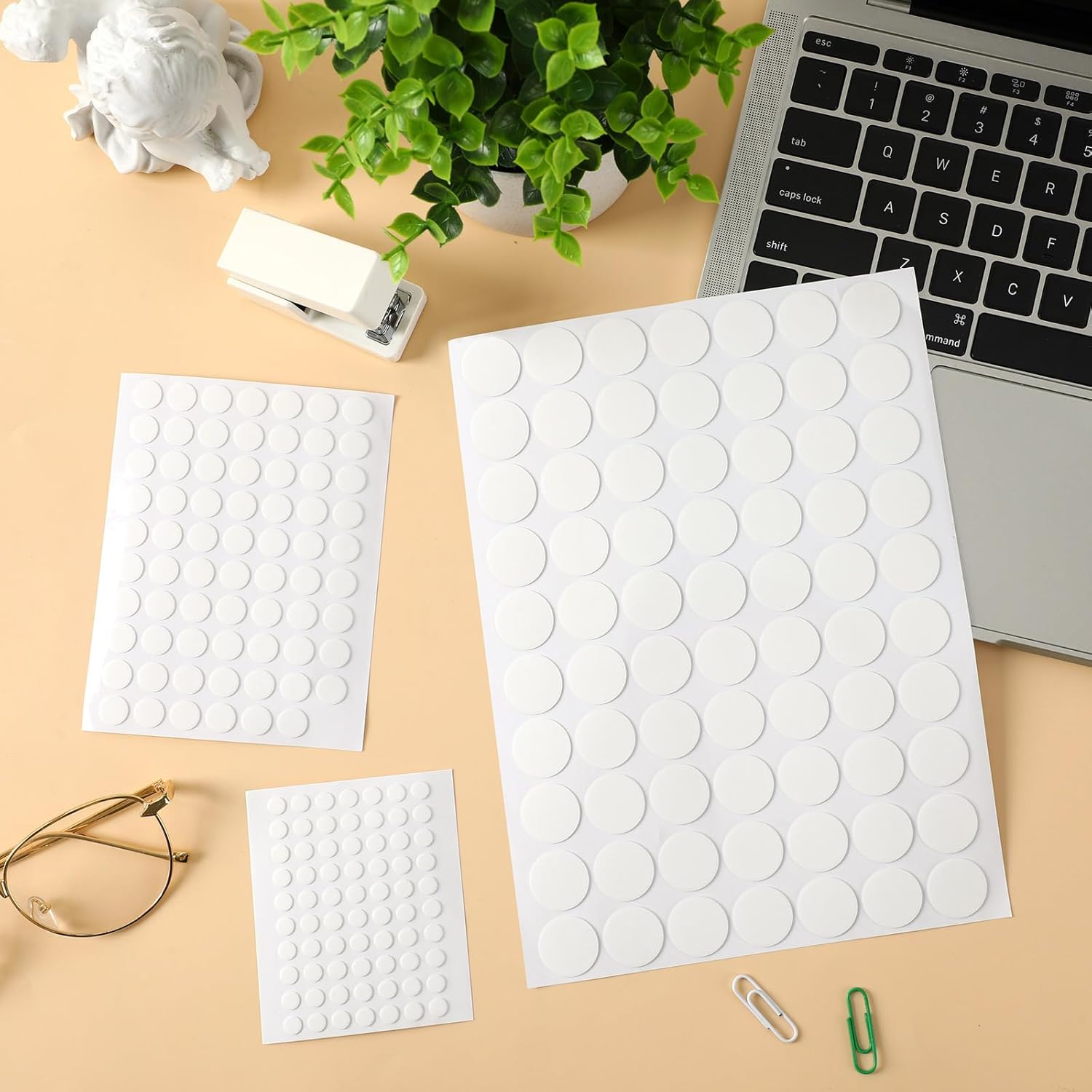 JUNEBRUSHS 350 Pieces Double Sided Sticky Dots, Sticky Tack for Wall Hanging Removable Poster Putty Clear Round Putty No Trace Adhesive Sticky Putty for Balloon Craft DIY Art Office Supplies (20 mm) 20mm 350 image 6 of 7 B0DRYLKH6Q