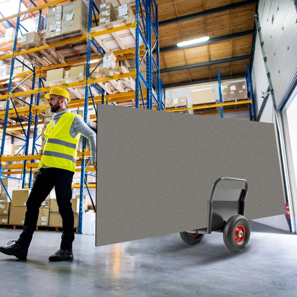 Carrello con pannello resistente, con due maniglie, ruote in gomma solida da 25,4 cm, super capacità di carico 453,6 kg, movimento su tutti i terreni per cartongesso pesante e trasporto materiale per