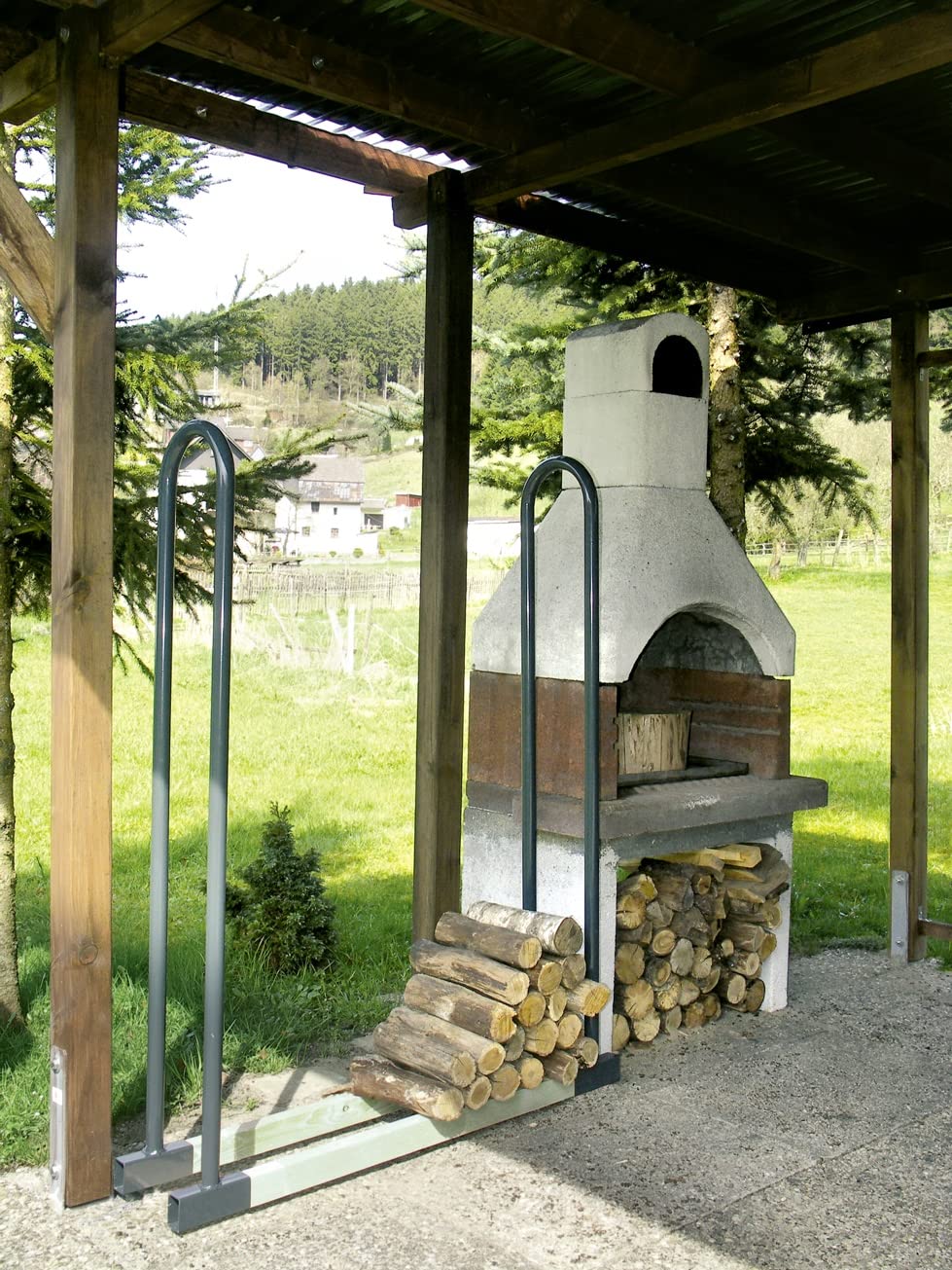 Alberts 824785 - Soporte para leña de chimenea (metal, con ancho ajustable, para interiores), color negro