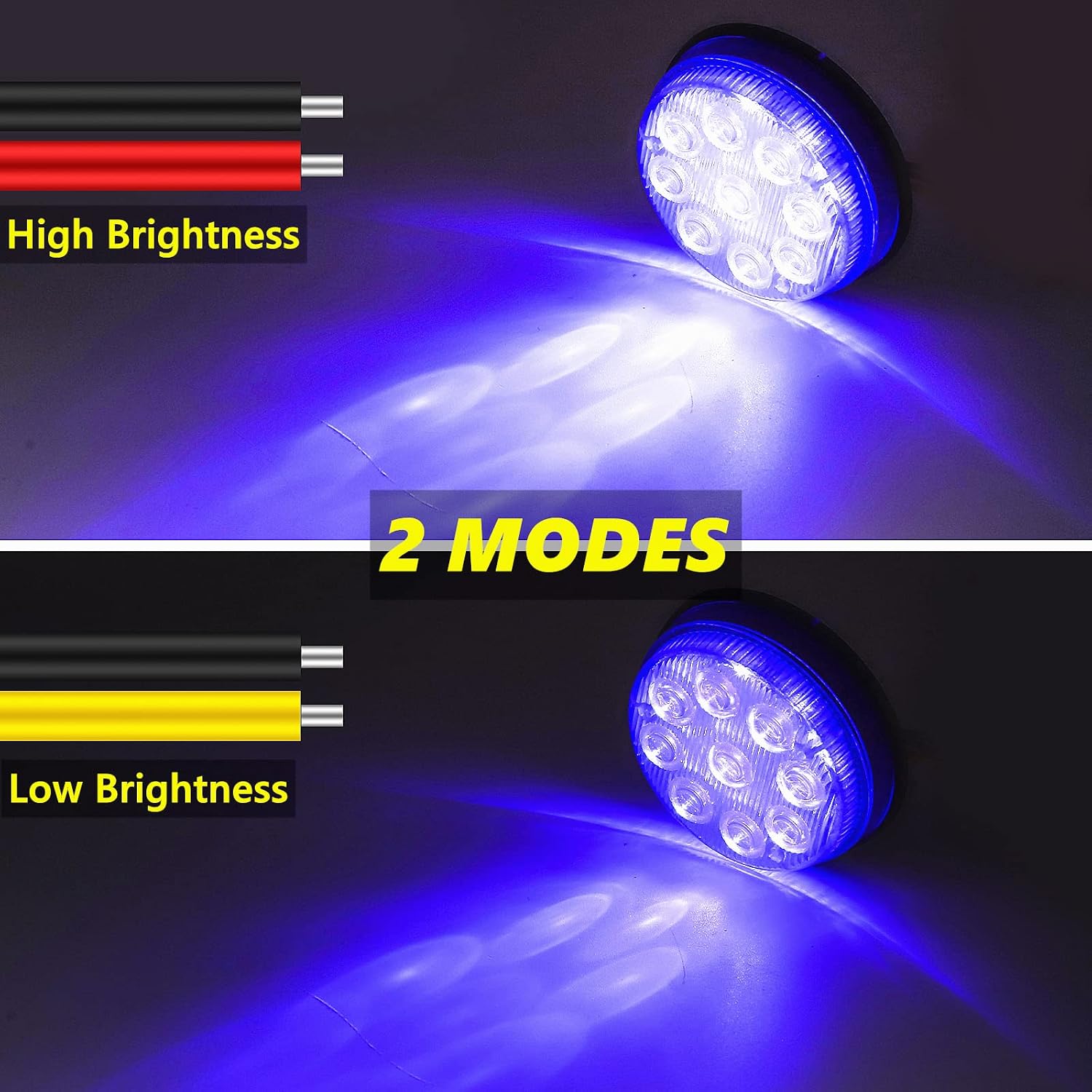 LED Side Marker Lights, 4PCS 9-LEDs Truck Side Lamp Clearance Marker Lights Position Lamps, Univeral for Trailer Truck Bus Lorry Camper,Blue