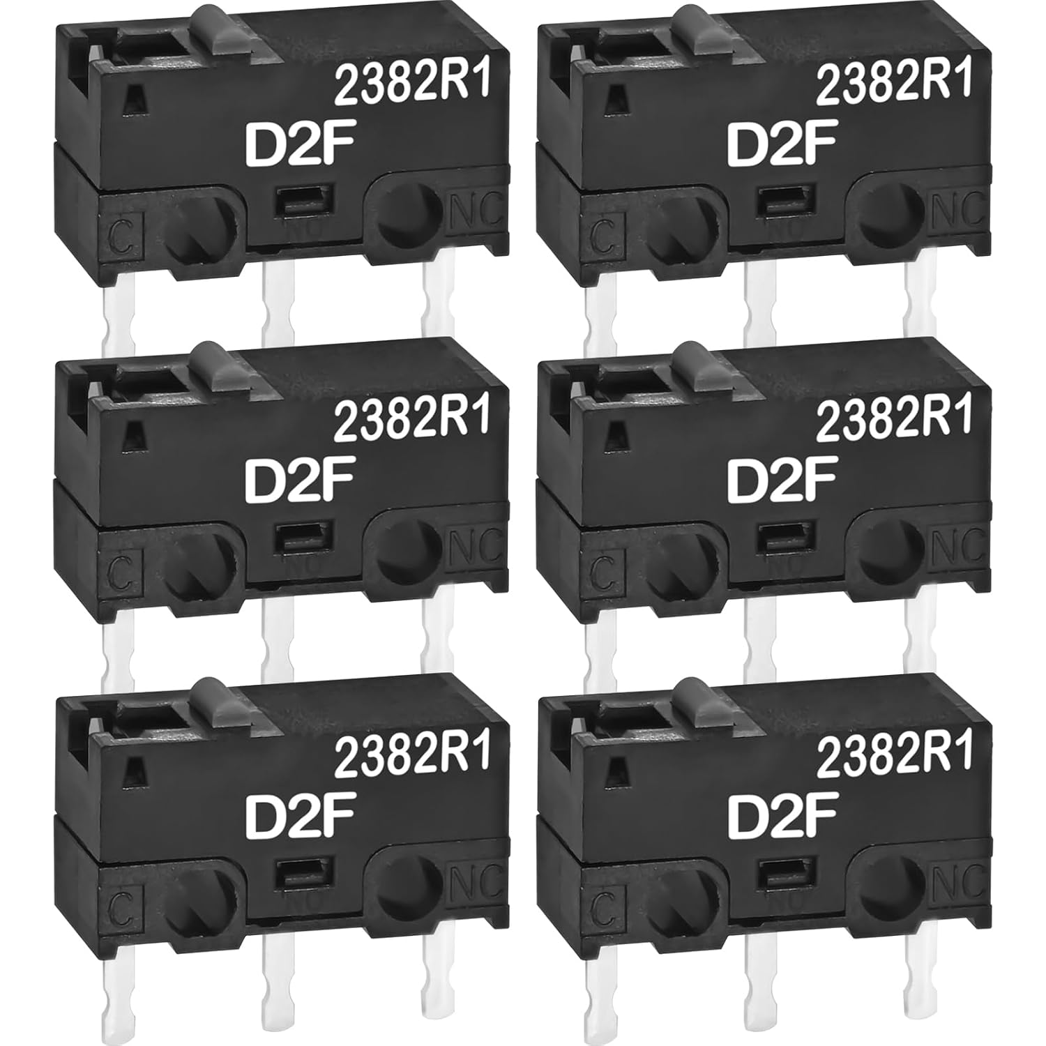D2F Mouse Micro Switch (Pack of 6) - 1.47N Force, 10 Million Cycles Fretting Switch High-Durability Grey Alloy