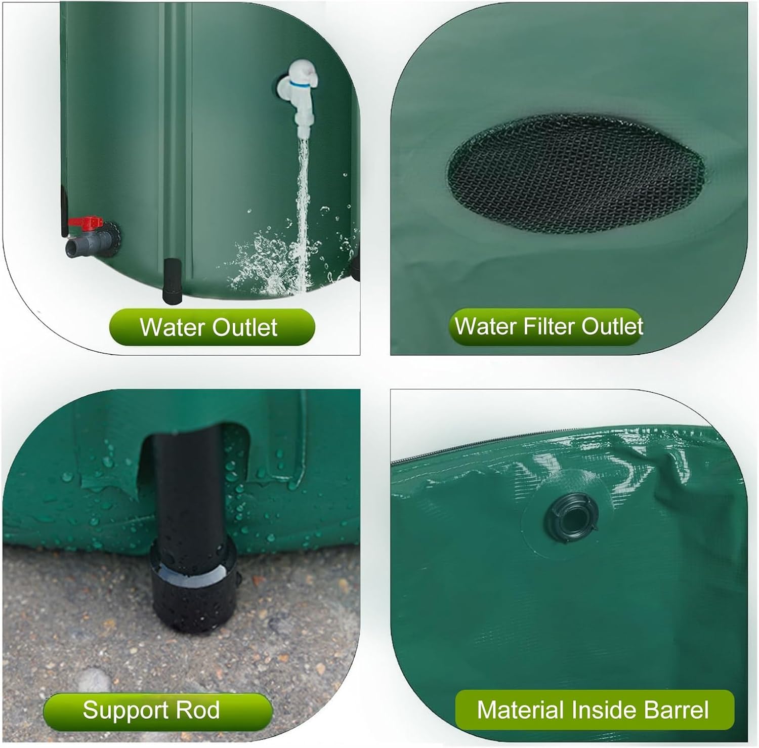 Collapsible Rain Barrel Kit Rain Catcher Barrel with Spigot Collection Water Barrel with Lid Water Storage(Black,60x88cm/24x35in)