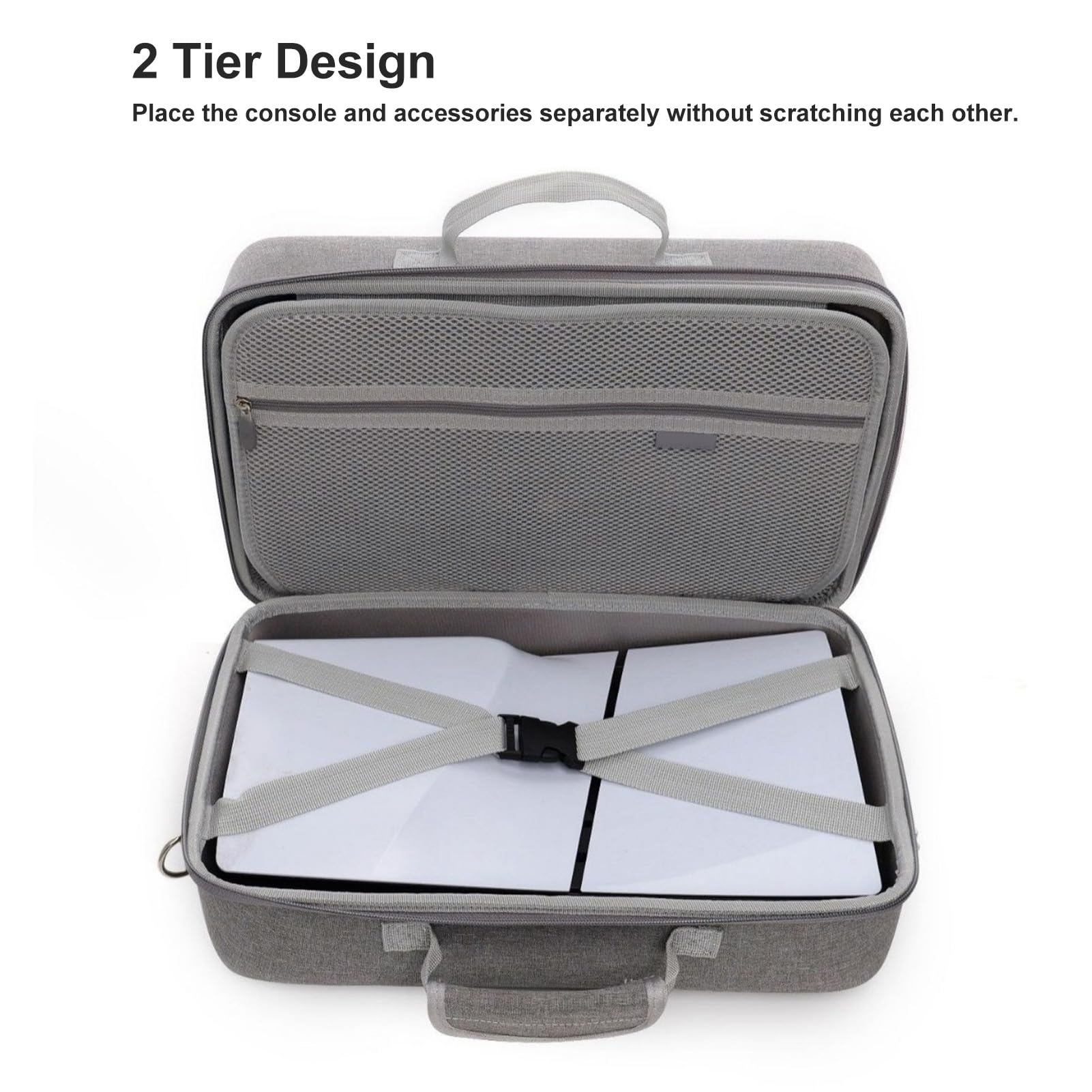 Estuche de Transporte Rígido, Estuche de Viaje Compatible con el Controlador de Consola, Estuche Impermeable Gris, con Correa Ajustable para el Hombro