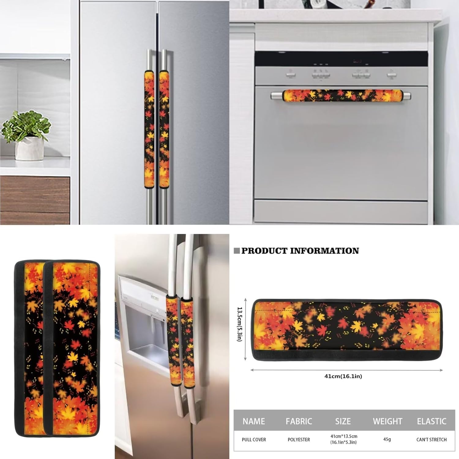 Multicolored Maple Refrigerator Handle Gloves Set of 8 Keep Your Fridge Microwave Oven Stove Dishwasher Clean Antislip Kitchen Appliance Accessories Thanksgiving Decor