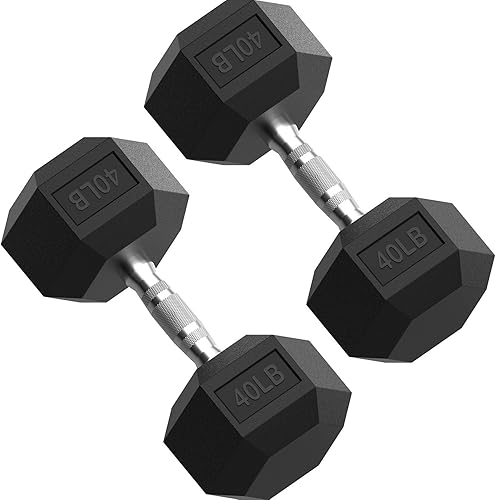 Vista 25 de PAPABABE HEX Juego de Mancuernas 2.5-125lb, Mancuernas de Gimnasio en Casa con Revestimiento de Goma, Mancuernas de Pesas para Ejercicio y Fitness
