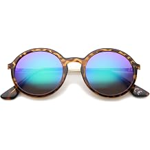 zeroUV Mid Sized Modern Metal Temple Mirror Lens Round Sunglasses 49mm