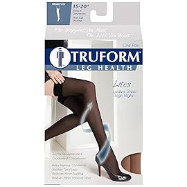 Truform Sheer Compression Stockings, 15-20 mmHg, Women\'s Thigh High Length, 20 Denier, Taupe, X-Large