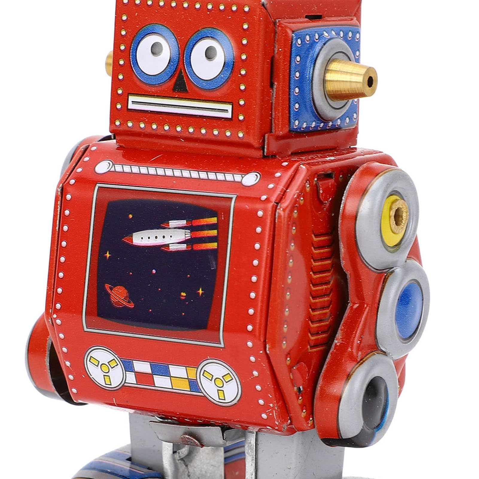 Wind Up Vintage Robot Retro Klasyczna Mechaniczna Zabawka Wiosenna dla Restauracji Cafe Bar (czerwony)