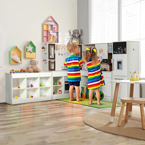 Miniatura 2 de Juego de cocina para niños de 3 piezas, juego de cocina de madera para niños pequeños, cocina modular con luz y sonido, juguete de cocina de esquina