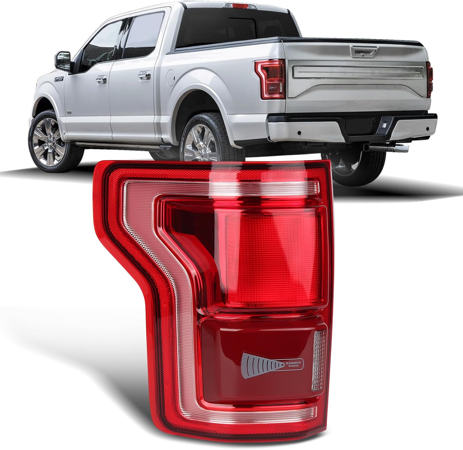 LED Tail Lights Assembly wiht Blind Spot Compatible with 2015 2017 Ford F150 King Ranch/Lariat/Limited/Platinum Taillight Rear Brake Lamp Signal Assembly OE:HL3Z13405D (Left Driver Side)