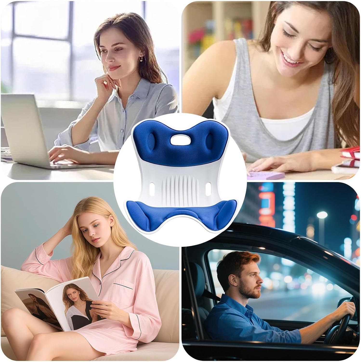 Ergonomic Chair Back Support - Lower Back Cushion for Office Chairs & Car Seats | Heavy Duty Removable Corrector for Desk Work Travel Dorm Classroom, Camping and Meditation 14.96x13.39x13.78in