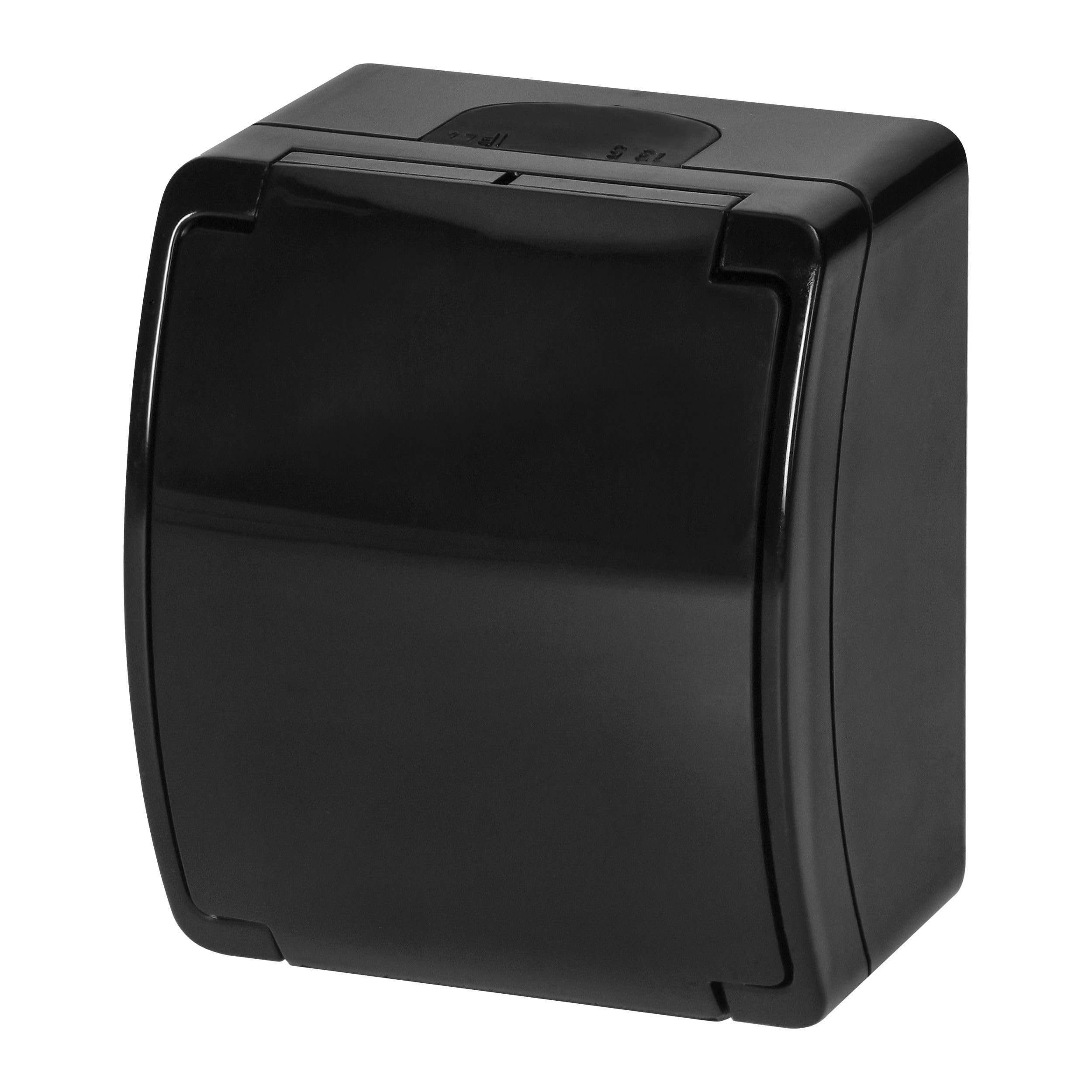 Presa Muro Presa da Esterno Impermeabile Presa Schuko Esterna da Muro IP44 (nero)