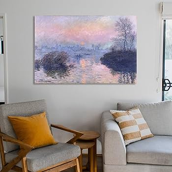 クロード・モネ、【ラバクールの日没】、希少豪華画集画、新品高級額・額装付 クロード・モネ、【ラバクールの日没】、希少豪華画集画、新品