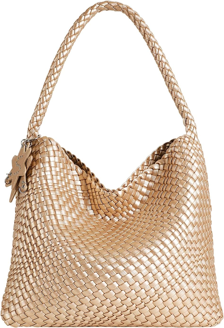 Leather Woven Tote Bag, Vegan Leather Slouchy Hobo Bag for Women, Large Shoulder Handbag Woven Purse