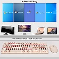 Vista 9 de Combo de teclado y mouse inalámbricos colorido - Teclado inalámbrico de 104 teclas con almohadilla numérica para PC Windows, portátil, laptop